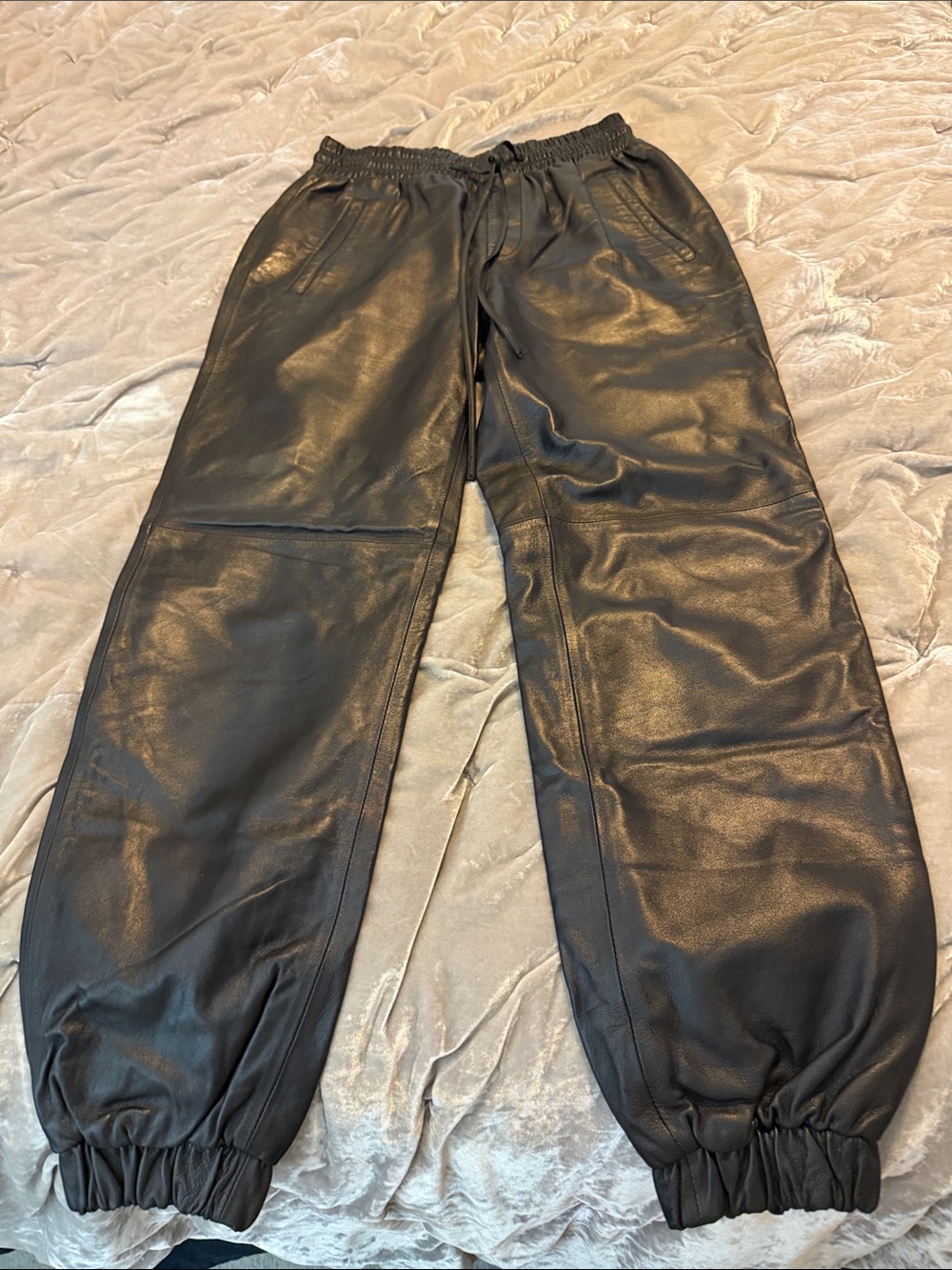 Antonio Melani Luxury Black 100% Leather Jogger Pants for Women - Picture 13 of 16